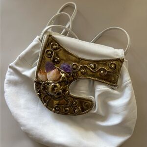 Copa Collection White and Brass Women's Bag with stones